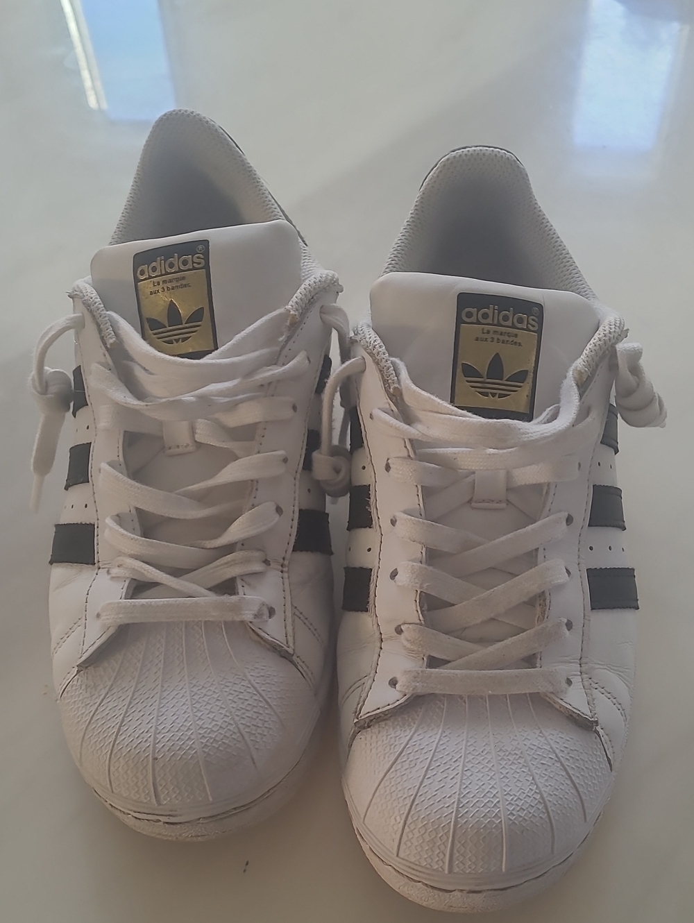 Adidas Originals Superstar Leather Shell Toe White Black Gold - Men's Size 9